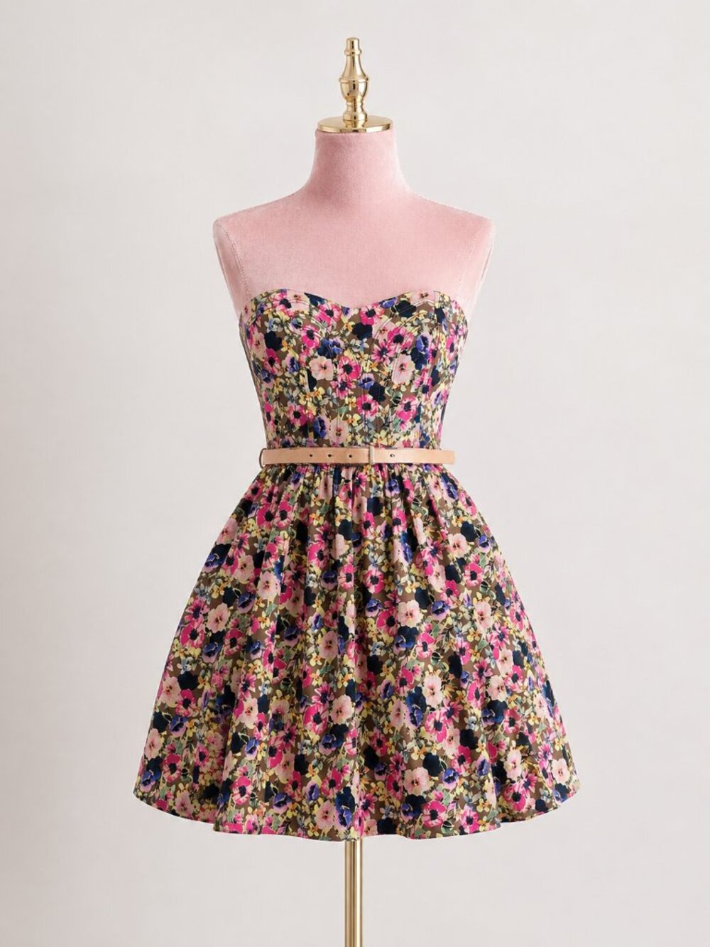 Vintage Y2K XOXO Floral Bustier Mini Dress Corset Coquette Cottagecore